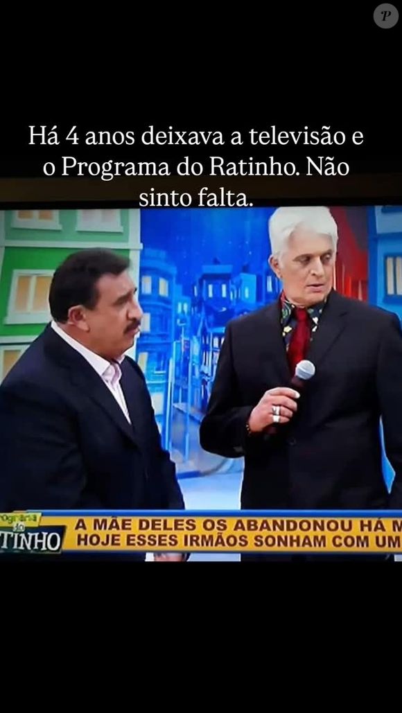 Ney Inacio fez o desabafo em uma postagem, onde ele afirmava não sentir falta da atração e da televisão, depois de quatro anos afastado