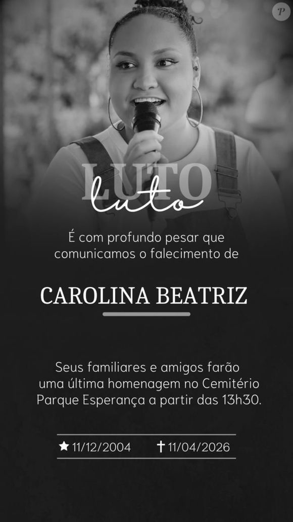 Amigos e admiradores de Carolina Beatriz lamentaram a morte precoce da jovem
