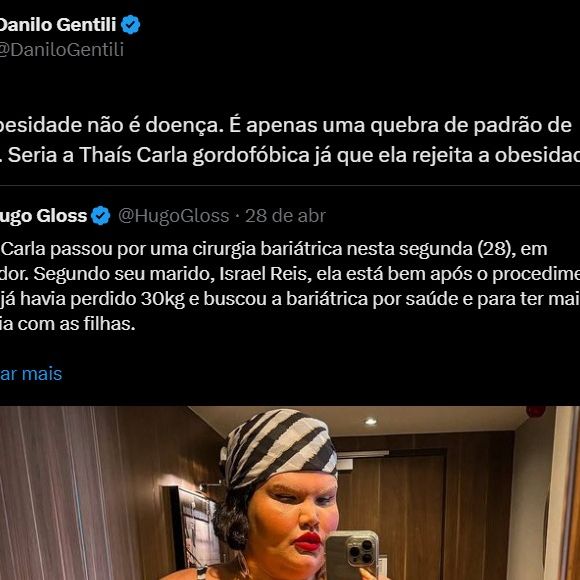 Humorista questiona discurso da influenciadora sobre aceitação corporal no X, antigo Twitter