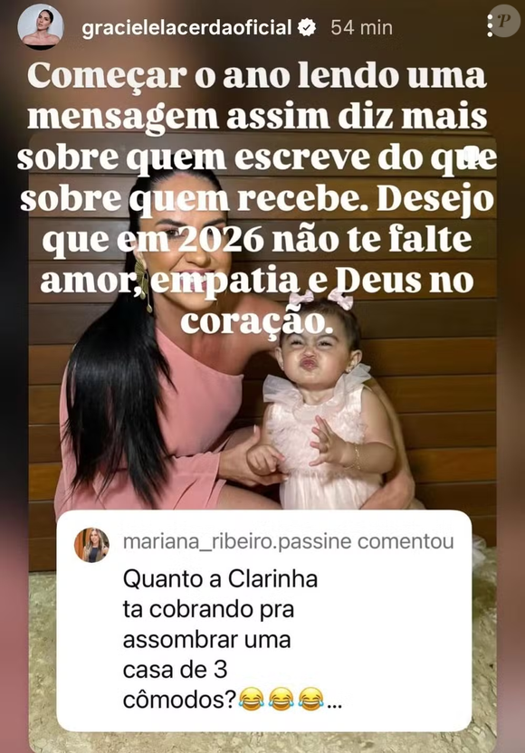Graciele Lacerda expõe mulher que zombou da aparência da sua filha de 1 ano