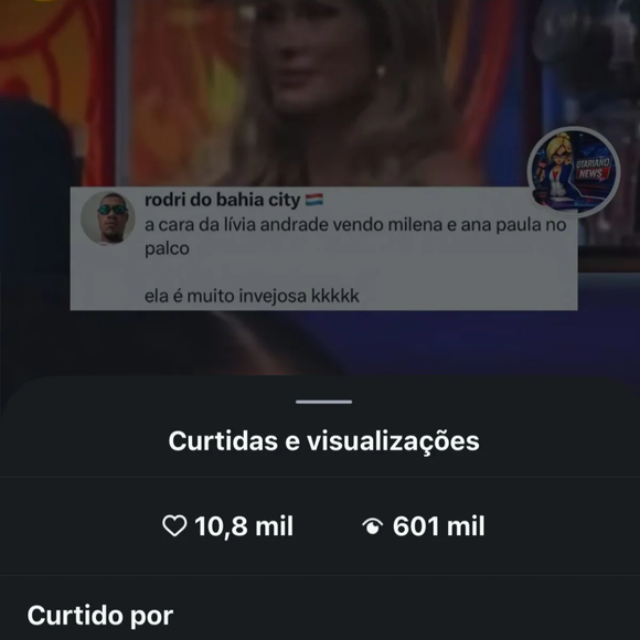 Segundo repercussão publicada pela coluna de Fábia Oliveira, o perfil oficial de Tia Milena no Instagram curtiu uma publicação que comentava justamente o suposto desconforto da apresentadora durante o programa