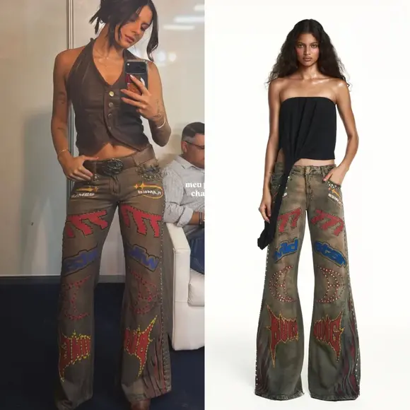 Calça usada por Rafa Justus no Lollapalooza já foi aposta de Ana Castela em apresentação, reforçando tendência