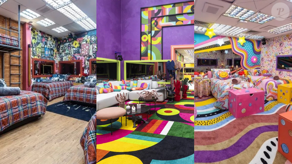 BBB 22 – a sala tinha cores vibrantes, enquanto os quartos se dividiram entre o Quarto Lollipop, com decoração fofa e colorida, e o Quarto Grunge, com estilo urbano e paredes de tijolos.