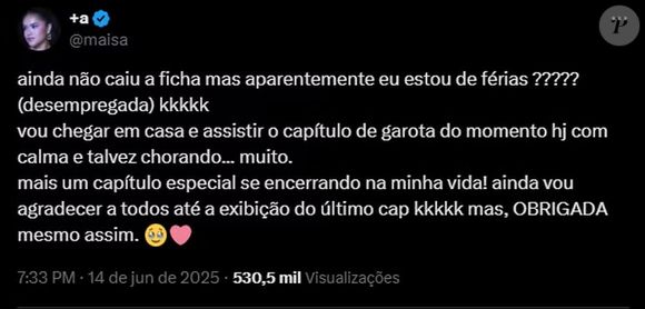 Maisa termina gravações de 'Garota do Momento'
