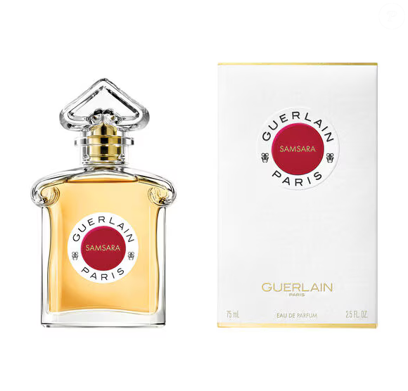 Lançado originalmente em 1989, o Samsara, da Guerlain, era apresentado em um frasco alongado de cor vinho. Com as modificações realizadas ao longo do tempo, o perfume passou a ser comercializado em um recipiente de cristal transparente, inspirado em um modelo concebido por Raymond Guerlain em 1912
