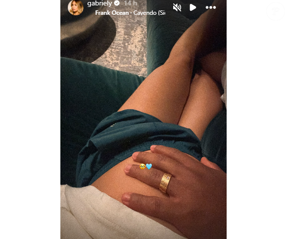 Gabriely Miranda postou foto com a mão de Endrick em sua barriga de seis meses de gravidez