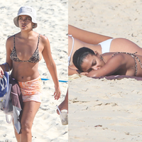 Estilosíssima! Estrela de 'Vale Tudo', Bella Campos exibe corpão em biquíni animal print durante dia de praia no RJ; veja fotos