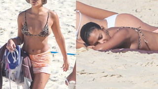 Estilosíssima! Estrela de 'Vale Tudo', Bella Campos exibe corpão em biquíni animal print durante dia de praia no RJ; veja fotos