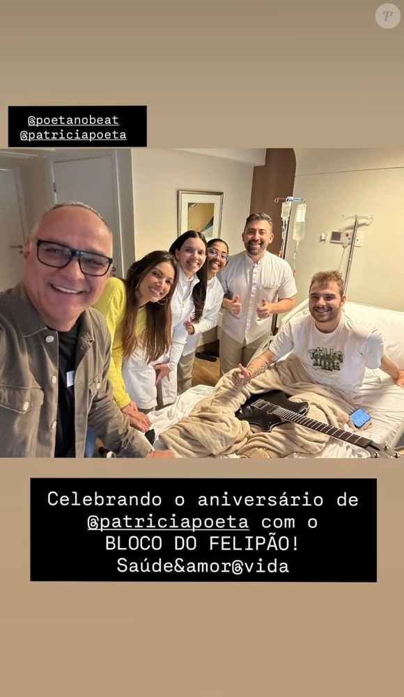 Amauri Soares, diretor dos Estúdios Globo, postou foto do aniversário de Patrícia Poeta no hospital