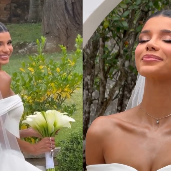 Vestido de noiva com cauda, 'clássico e atemporal': vejo o modelo escolhido por Jakelyne Oliveira para casamento com Mariano