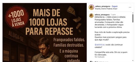 Perfil 'Doce Amargura' no Instagram está compartilhando diversos relatos sobre suposta seita da Cacau Show no Instagram