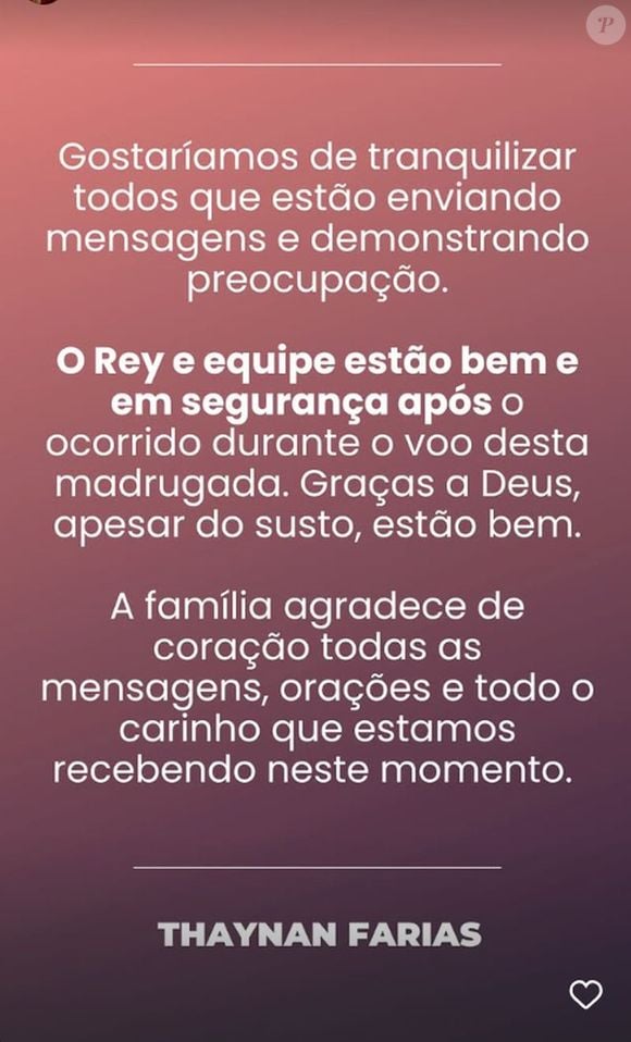 A esposa de Rey Vaqueiro garantiu que o cantor passa bem
