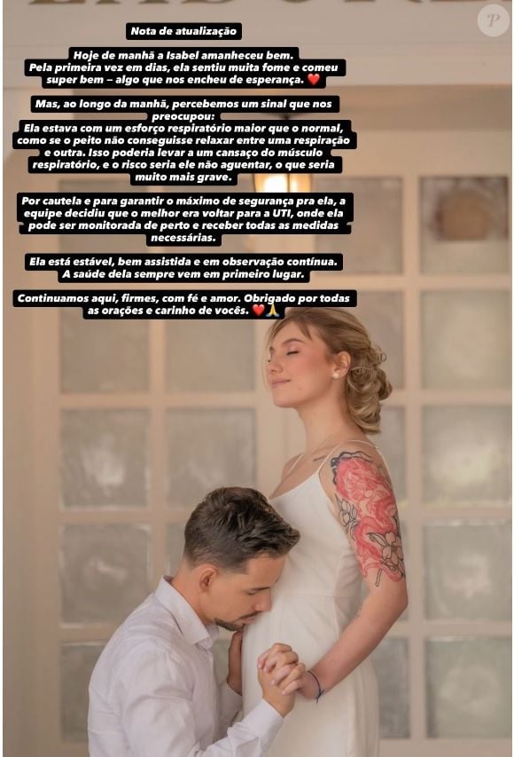 Isabel Veloso voltou para a UTI após apresentar problema respiratório