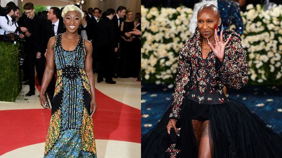 Essa é a atriz Cynthia Erivo, de 'Wicked', no tapete vermelho do MET Gala em 2016 e em 2025