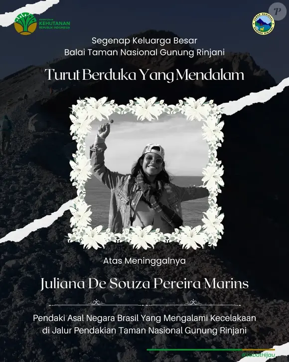 Morte de Juliana Marins: Parque do Monte Rinjani fez publicação com foto da jovem brasileira.