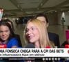 Ao chegar para prestar o depoimento na CPI das Bets, Virginia Fonseca estava usando óculos e moletom.