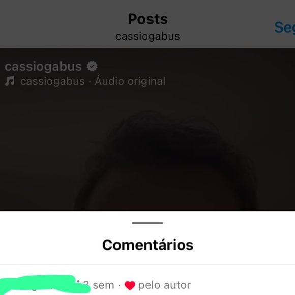 Cassio Gabus Mendes, na verdade, curtiu o comentário de uma seguidora em sua página oficial no Instagram, como mostra o print feito na manhã desta sexta-feira (06)