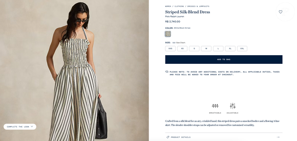 Look de Taylor Swift é vendido por quase R$ 2.740,00 no site oficial da grife