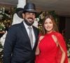 Sorocaba e a esposa Biah Rodrigues no casamento de Thiago, da dupla com Thaeme