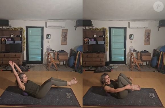 A influenciadora Angeless Beastie tem mais de 70 anos e compartilha diariamente sua rotina de exercícios no TikTok, incluindo movimentos de Pilates com a bola