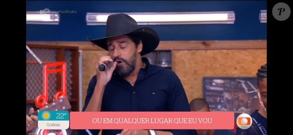 Alberto Cowboy cantando na TV Globo neste sábado (25) após dizer que não investiria mais em carreira de cantor
