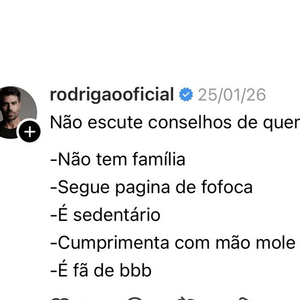 Rodrigão, ex-participante do BBB 11, virou assunto nas redes após publicar um post criticando fãs do reality e seguidores de páginas de fofoca. A declaração provocou forte reação negativa e levantou acusações de hipocrisia