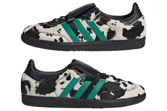 Por R$ 899,00, o Adidas Samba LT Cow Print Black White combina a silhueta clássica do Samba com a irreverência contemporânea da estampa animal print