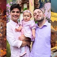 Túnel arborizado, cidade cenográfica e bolo gigantesco com LED e flores: Lucas Rangel e Lucas Bley comemoram 1 ano da filha com mega festa temática da Rapunzel; decoração é impressionante e luxuosa