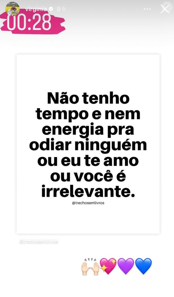 Após o depoimento na CPI das Bets e algumas polêmicas, Virginia Fonseca compartilhou um post em seus stories no Instagram. Seria uma indireta?