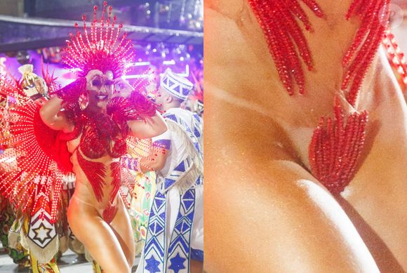 O tapa-sexo de Virgínia Fonseca ficou solto em parte do desfile