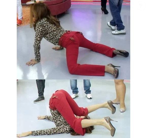 Em 2013, na Record, Ticiane Pinheiro fez 'o quadradinho de 8' ao vivo