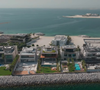 Vista aérea da Jumeirah Bay Island, enclave de luxo em Dubai que virou símbolo de exclusividade entre empresários, membros da realeza e celebridades internacionais