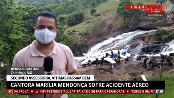 Hérisder Matias entrou ao vivo na TV Globo e na GloboNews para fazer a cobertura do acidente de avião de Marília Mendonça