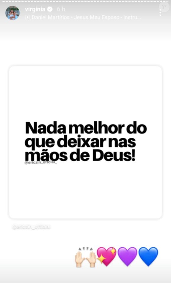 Agora, Virgínia voltou a provocar rumores de uma volta com Zé Felipe com a publicação de uma mensagem parecida