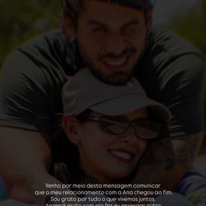 Ana Castela e Zé Felipe postaram este comunicado no Instagram para anunciar fim da relação