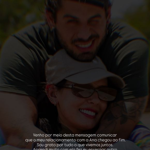Ana Castela e Zé Felipe postaram este comunicado no Instagram para anunciar fim da relação