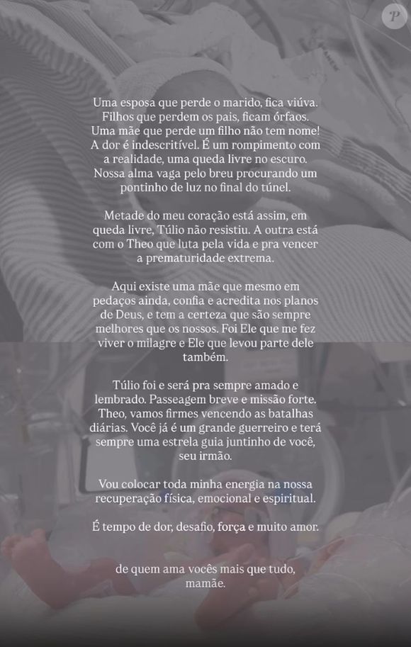 Clara Maia usou sua rede social para desabafar após o parto prematuro e a morte de um de seus filhos