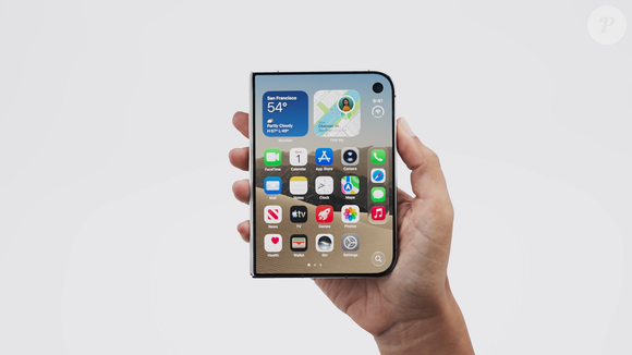 Fechado, o iPhone Duo conta com uma tela externa Super Retina XDR de 5,4 polegadas