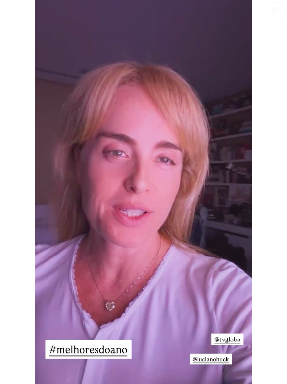 "Claro que estou assistindo ao Melhores do Ano do meu amor. Esse prêmio maravilhoso, com colegas maravilhosos também. De pijaminha porque eu gosto. Eu gosto de ver em casa, de pijaminha", disse Angélica