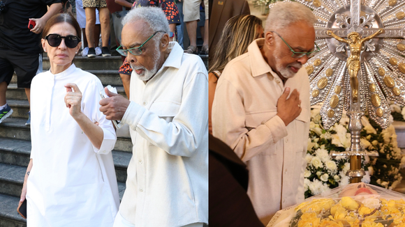 O comovente adeus de Gilberto Gil a Nana Caymmi em 20 fotos: cantor vai ao velório da ex-mulher e emociona com beijo na testa em despedida