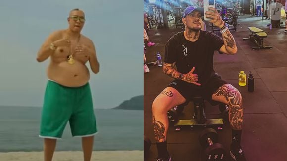 Antes e depois de MC Binn: funkeiro transformou completamente seu corpo com uma dieta limpa, sem álcool e sem cigarro. O total foi uma perda de cerca de 50 kg
