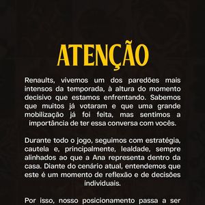 ‘BBB 26’: equipe de Ana Paula Renault abandonou o posicionamento inicial de eliminar Leandro e deixou a torcida livre para decidir em quem votar