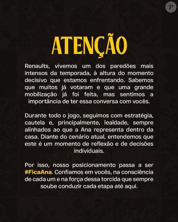 ‘BBB 26’: equipe de Ana Paula Renault abandonou o posicionamento inicial de eliminar Leandro e deixou a torcida livre para decidir em quem votar