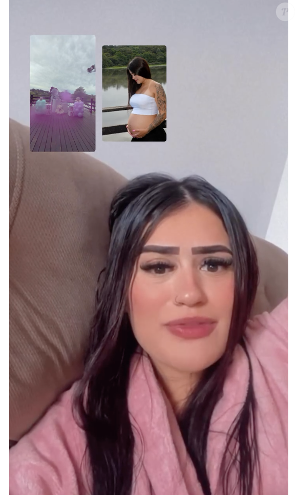 Para quem duvidou da gravidez, Rayne Luiza ainda mostrou suas fotos grávida e até do chá revelação da filha