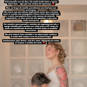 No último final de semana, Isabel Veloso chegou a ser transferida para o quarto, mas voltou à UTI após apresentar piora