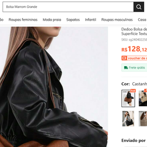 Encontrei na Shein uma bolsa com formato semelhante ao modelo de luxo usado por Sasha Meneghel, por apenas R$ 128,12