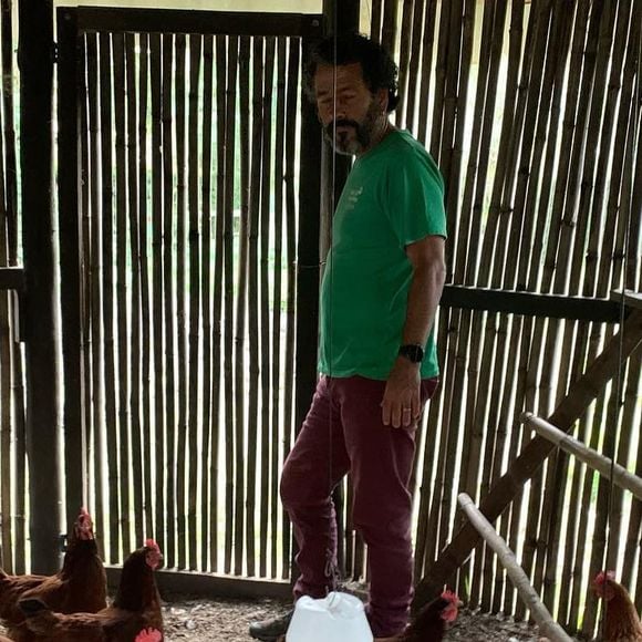 Na fazenda, Marcos Palmeira se dedica à criação de animais que incluem galinhas até gados