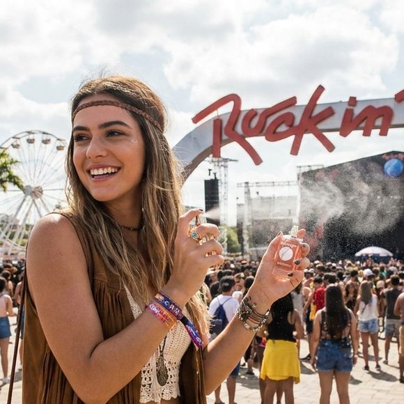 Cinco fragrâncias da Wepink com projeção marcante e durabilidade prolongada para acompanhar o público durante longas horas de caminhada e shows em festivais