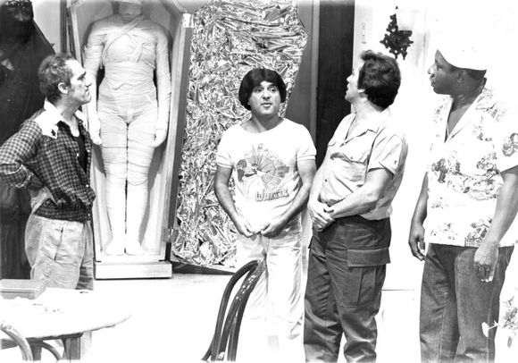 Renato Aragão em foto com Zacarias, Mussum e Dedé em 'Os Trapalhões', programa que saiu do ar em 1995