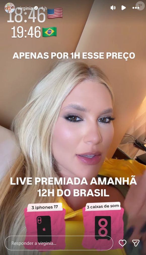 Antes de 'sumir', Virgínia anunciou uma live de sua empresa para segunda, no mesmo horário em que Vini Jr. vai se reapresentar à Seleção